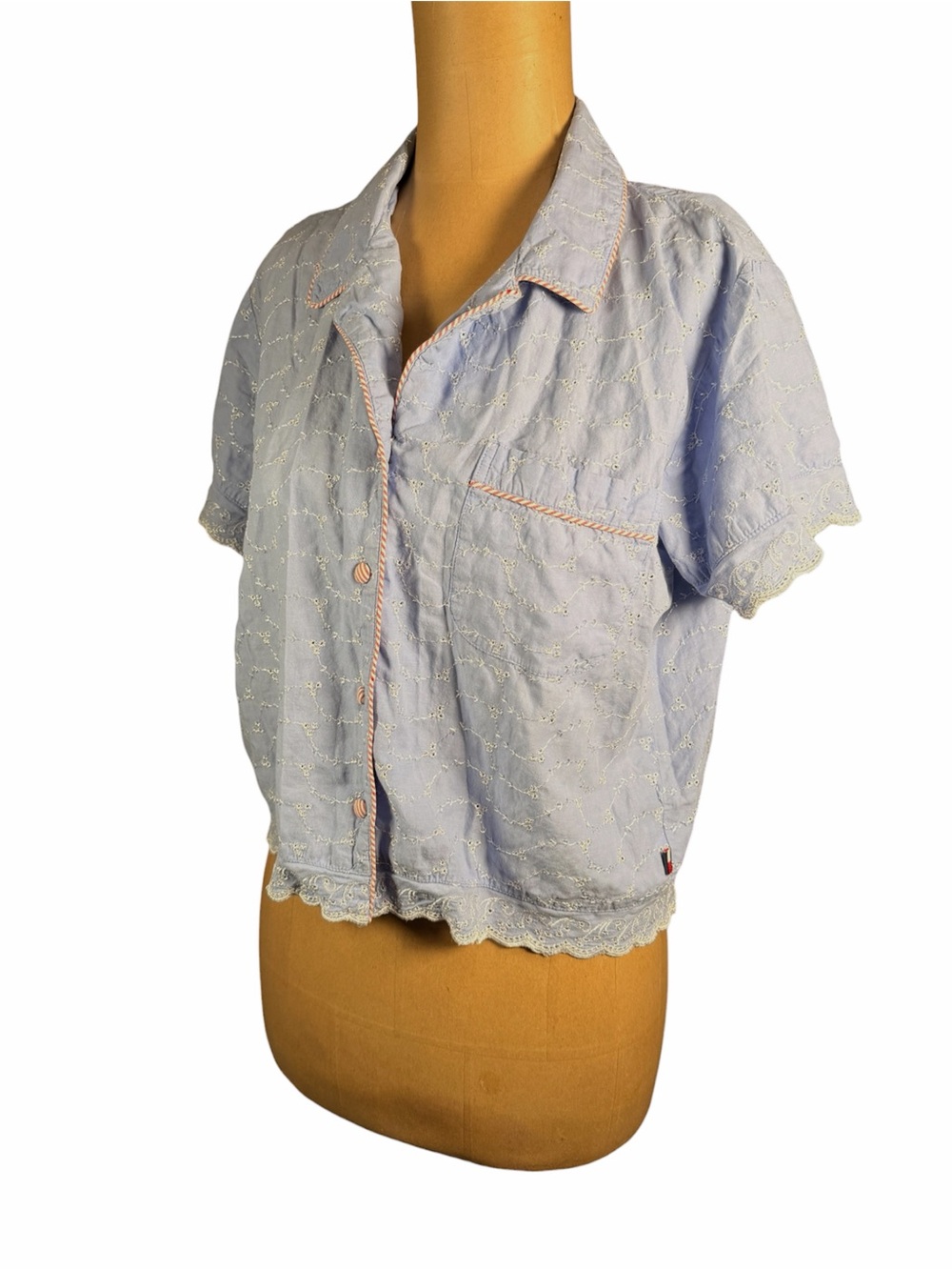 TOMMY HILFIGER Light Blue Eyelet Pajama Top